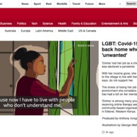 A screenshot of a news article detailing the struggles of LGBT people who have had to move back to unsupportive homes due to COVID-19.