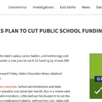 Screenshot of a news article with the headline, "Little outlines plan to cut public school funding by $99 million".