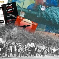 This is a collage of signs and pictures related to the Black Lives Matter protests. 