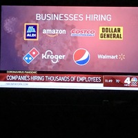 A news broadcast advertising companies which are hiring. 