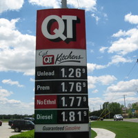 Image of a gas station sign during Covid, the price for an unleaded gallon of gas was at $1.26.
