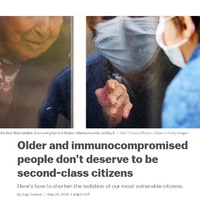A Vox article with the title "older and immunocompromised people don't deserve to be second-class citizens".