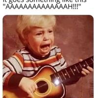 This is a picture of a meme, in which a young boy is holding a guitar and screaming. The caption reads: "wrote a song called 2020... it goes something like this 'AAAAAAAAHH!!!'"