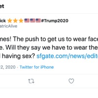 Tweet for Pat Wick bemoaning the extended mask mandate.