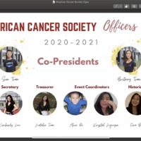 A photo announcing club officers for the American Cancer Society over Zoom. 