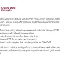 A screenshot of an email sent out by Arizona State University. 