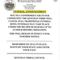 Announcement from Quechan Indian Tribe. 