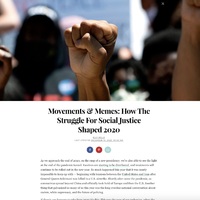 Screenshot of webpage article with title, "Movements & Memes: How the Struggle for Social Justice Shaped 2020".