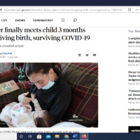 Screenshot of ABC News web article.  Headline reads, "Mother finally meets child 3 months after giving birth, surviving COVID-19".