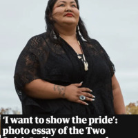 This is a picture of an indigenous woman wearing black, with the caption "I want to show the pride: photo essay of the Two Spirit Indigenous people. 