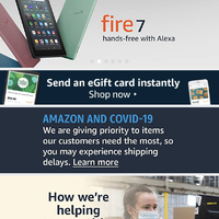 The Amazon homepage notifying of shipping delays.