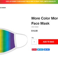 Screenshot of a pride mask, which costs $16.00.