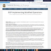 A screenshot of an announcement of modifications to the Bureau of Prisons' operations due to COVID-19.